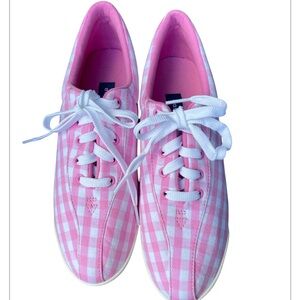 Easy Spirit size 9.5 tennis shoes pink and white checkered sneakers